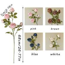 1 件復古風格燒邊人造玫瑰家居客廳婚禮裝飾玫瑰花束,假乾燥玫瑰餐桌中心裝飾品