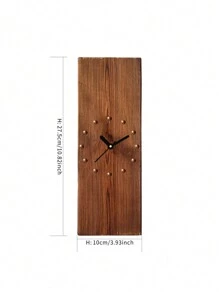 1pc Vintage Rectangular Wooden Wall Clock, American Style Retro Decor Clock In Minimalist Art, Mute Clock For Living Room Without Drilling - Redwood - View 3