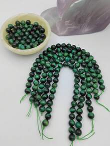 1股6mm/8mm長度為8英寸的圓形虎眼石珠子,包括黑色、黃色、粉紅色、藍色、綠色、天藍色和紫色,適用於diy珠寶、項鍊、手鍊和節慶禮物製作