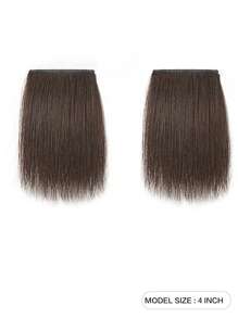 件裝帶髮夾夾的緩衝合成天然接發，4 英寸/8 英寸/12 英寸，耐熱纖維，隱形輕質，女式，淺棕色 - Light Brown - 查看 3