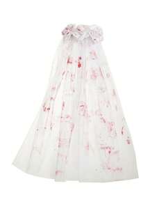 1 件新娘面纱万圣节派对女士面纱化妆舞会哥特风格血腥面纱 - 紅白色 - 查看 3