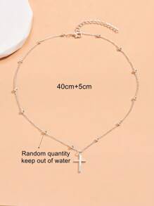 Cross Pendant Necklace - Silver - View 4