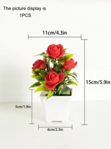 1 個人造迷你玫瑰盆,高 15 厘米,含 5 朵花,簡約現代北歐風格,靈活無色 - 用於 Diy 花牆、場景佈置、客廳和臥室花瓶插花、婚禮、派對、家居裝飾、辦公桌填充。 - 紅色 - 查看 3