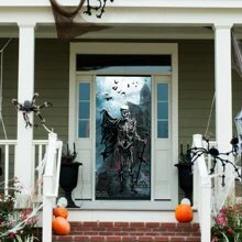 Dienalls 71x35英寸萬聖節門套,萬聖節門飾品,前門門戶裝飾標誌,室外萬聖節裝飾窗戶牆 - 黑色 - 查看 4