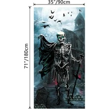 Dienalls 71x35英寸萬聖節門套,萬聖節門飾品,前門門戶裝飾標誌,室外萬聖節裝飾窗戶牆 - 黑色 - 查看 2