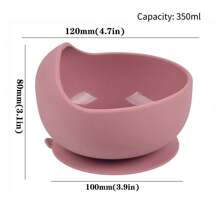 嬰兒餵食套裝矽膠圓碗，表情盤，帶食物接盤的分盤，碗，勺子，叉子，杯子套裝 - 紅色 - 查看 3