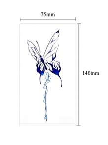 1 pieza de tatuaje de mariposa adhesivo, tatuajes temporales desechables para mujeres, tatuaje falso de mariposa azul impermeable para arte corporal en manos, brazos y Body de niñas, que dura de 1 a 3 días - Negro - Ver 4