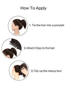 亂糟糟蓬鬆束髮夾、咖啡包髮套、波浪捲曲包髮、髮髻加密髮套、亂蓬鬆髮髻夾子、馬尾髮套、髮圈束髮器、夾子固定女士髮外用品 - 棕色 - 查看 6