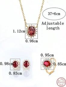 Đỏ  Quả lựu Có màu sắc Zirconia Dát Dây chuyền , Nhẫn Và Bộ bông tai Với Hộp Quà , Đúng mốt Phong cách Vintage Đối với Ngày đêm , Lễ hội , Lễ cưới , Du lịch , Mặc hàng ngày , Thích hợp Dành cho Cô gái , bờ biển , Văn phòng , Và Như Món quà Đối với Bạn gái , Mẹ , Giáo viên , Bạn , - Dây chuyền + nhẫn + đôi bông tai - Xem 6