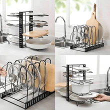 1pc Pot Rack With 8 Tiers, Pots And Pans Organizer For Kitchen Organization & Storage, Pot Lid Holders And Pan Rack, Lid Organizer For Pots And Pans, Home Kitchen Accessories-black - Black - View 4