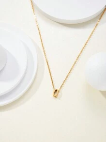 1條英文字母吊墜項鍊,女士、女孩用的簡約珠寶 - 金色 - 查看 4