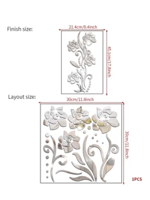 1pc Nhãn dán tường thiết kế hoa - Bạc - Xem 8