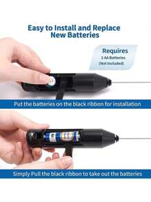 1入組2節aa電池操作電動打奶器(電池不包括在內) - 黑色 - 查看 10