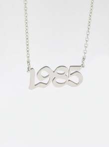 1 pc Personalized Style Titanium Steel Year Digital Necklace Silver Men's Daily Life