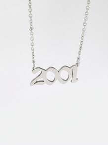 1 pc Personalized Style Titanium Steel Year Digital Necklace Silver Men's Daily Life