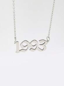 1 pc Personalized Style Titanium Steel Year Digital Necklace Silver Men's Daily Life