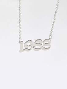 1 pc Personalized Style Titanium Steel Year Digital Necklace Silver Men's Daily Life