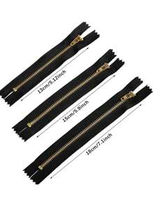 5pcs/pack Copper Jeans Zipper, Black, For Pants - Black - View 2