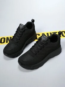 女士透气网眼轻便休闲运动鞋，舒适百搭新款防滑运动鞋，春夏 - 黑色 - 查看 7