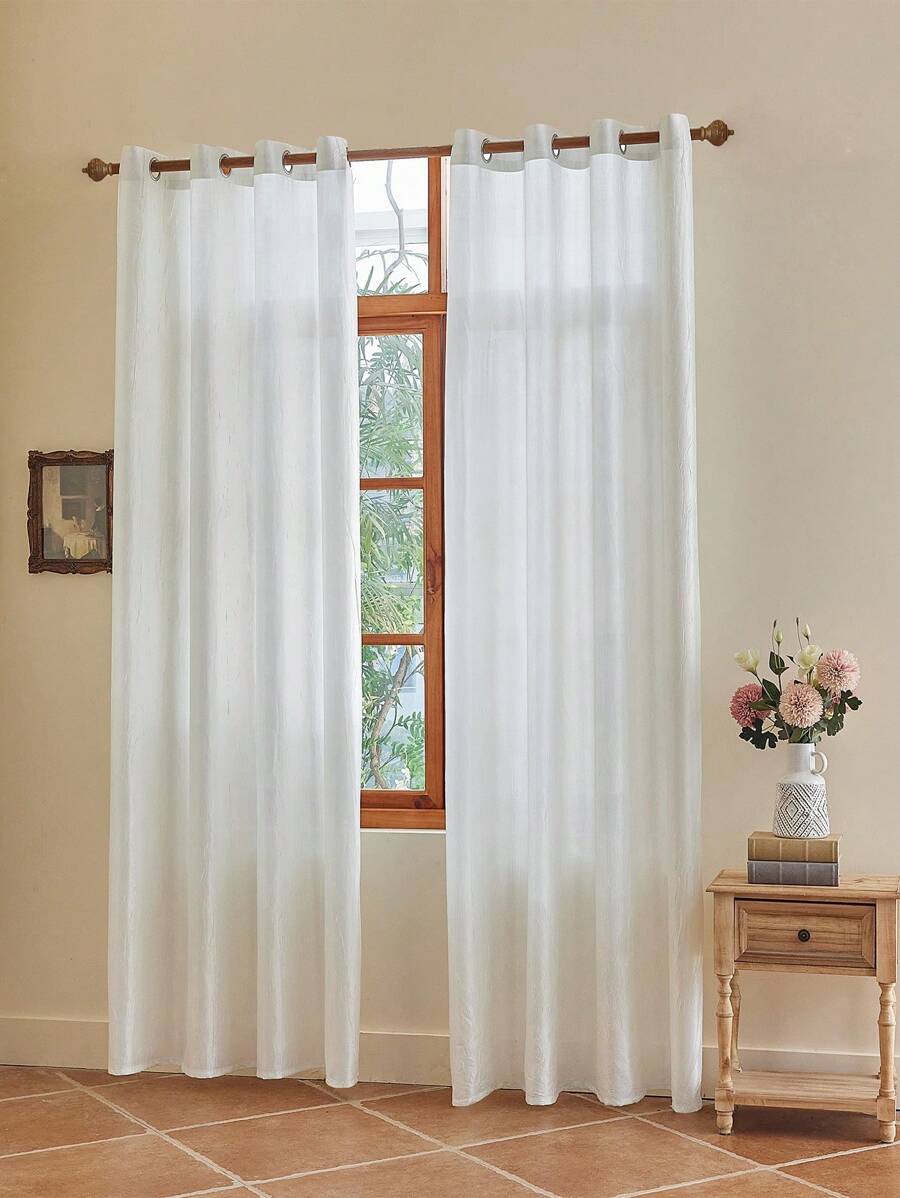 Cortinas Blancas Puras De Moda Y Simples Adecuadas Para La Sala De Estar - Blanco - Ver 1