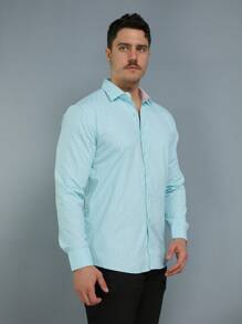 Camisa Social Masculina Slim Fit Luxo Pronta Entrega - Verde Menta - Visão 3