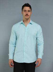 Camisa Social Masculina Slim Fit Luxo Pronta Entrega - Verde Menta - Visão 2