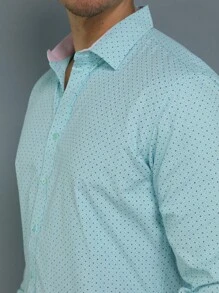 Camisa Social Masculina Slim Fit Luxo Pronta Entrega - Verde Menta - Visão 6