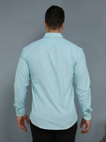 Camisa Social Masculina Slim Fit Luxo Pronta Entrega - Verde Menta - Visão 5