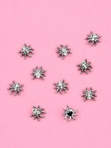 10 件装黑色 3D 指甲蜘蛛饰物适用于万圣节美甲装饰 DIY 工艺品 - 黑與白 - 查看 3