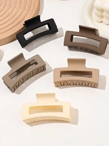5pcs/set Gradient Coffee Color Minimalistic Matte Square Hair Claw For Medium Hair (8.5cm) - Multicolor - View 3