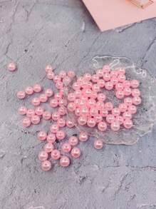 400 颗 6 毫米 ABS 仿珍珠珠，时尚染色，适用于珠宝制作、DIY 发饰、服装缝纫装饰和化妆品盒填充 - 淺粉色 - 查看 2
