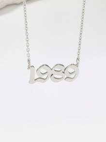 1 pc Personalized Style Titanium Steel Year Digital Necklace Silver Men's Daily Life