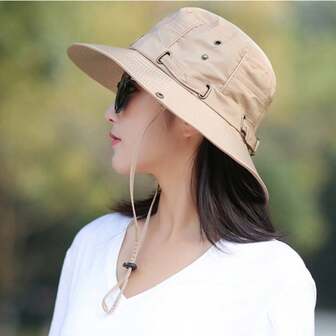 夏季防曬寬邊漁夫帽女士防紫外線防水巴拿馬帽狩獵遮陽漁夫帽