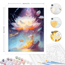 RUOPOTY 1 Hoa Sen Tranh Bằng Số Dành Cho Người Lớn Hoa Thủ Công Sơn Bằng Số Khởi Đầu Cho Tường Nhà Nghệ Thuật 40x50cm/16x20inch Không Có Khung - Nhiều màu - Xem 3