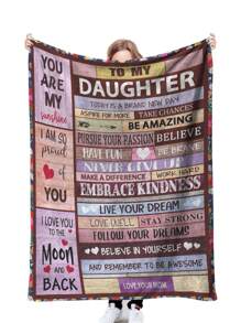 Manta de franela con con estampado diseño de uno con letra a hija - Multicolor - Ver 1