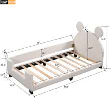 Nestfair Twin Size Upholstered Daybed with Carton Ears Shaped Headboard