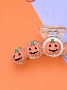 1個女孩南瓜形髮夾,時尚萬聖節或日常使用的髮飾品 - 黃色 - 查看 5