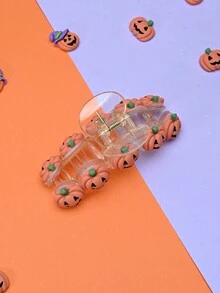 1個女孩南瓜形髮夾,時尚萬聖節或日常使用的髮飾品 - 黃色 - 查看 4