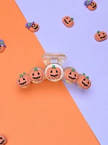 1個女孩南瓜形髮夾,時尚萬聖節或日常使用的髮飾品 - 黃色 - 查看 1