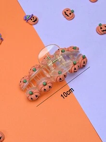 1個女孩南瓜形髮夾,時尚萬聖節或日常使用的髮飾品 - 黃色 - 查看 3