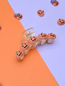 1個女孩南瓜形髮夾,時尚萬聖節或日常使用的髮飾品 - 黃色 - 查看 2