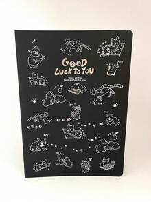 Libreta Cosida Hoja Negra de Gatos Kawaii con 32 hojas negras (1 pza random) - Negro - Ver 2