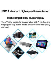 原裝pendrive Adata閃存盤uv350 128gb 64gb 32g隨身碟pendrive Usb3.0閃存盤金屬存儲器usb磁盤閃存 - 銀色 - 查看 6