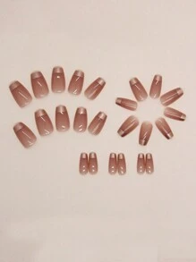 24pcs/Set Cartoon Butterfly Shaped Short Square Press-On Nail Stickers, Nail Art Supplies