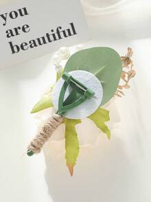 1 Pieza Broche De Flor Rosa Con Hojas Doradas - Multicolor - Ver 3