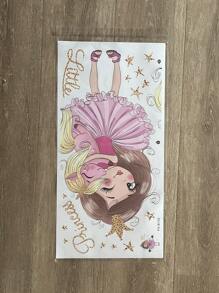 Miếng dán tường in hình cô gái hoạt hình cho trẻ em, miếng dán tường nghệ thuật tự dính dễ thương cho phòng ngủ trẻ em, miếng dán, miếng dán tường, miếng dán vinyl trang trí nhà cửa, vật dụng trang trí mùa xuân làm mới ngôi nhà của bạn, miếng dán trang trí Rama - Nhiều màu - Xem 7