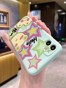 1入組青蛙和星星印花帶直邊淺藍色手機殼,適用於apple/samsung/xiaomi/redmi/vivo/oppo A16 - 青碧色 - 查看 5