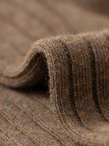 1雙/咖啡色男士長筒襪,簡單厚實透氣抗臭吸汗保暖襪子,適用於秋冬季節 - 咖啡棕 - 查看 6