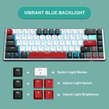 MageGee MK-Sky 65% Layout Hot Swappable Mechanical Keyboard Wired Gaming Keyboard Hot Swappable 68 Keys LED Backlight Mini Compact Keyboards for Laptop Windows PC Gamer Black White-Blue Switch - Black - View 7
