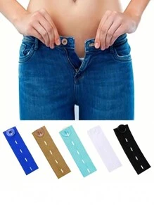 1pc Random Color Pants Extender Button, Adjustable Elastic Stretchable Jeans Pants Waistband - Multicolor - View 1